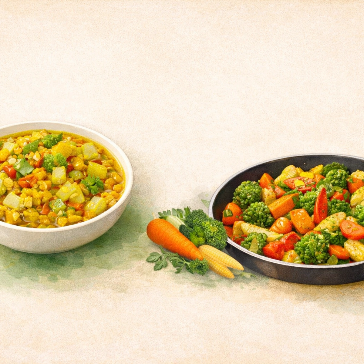 Lauki Chana Dal & Garlic Veggies