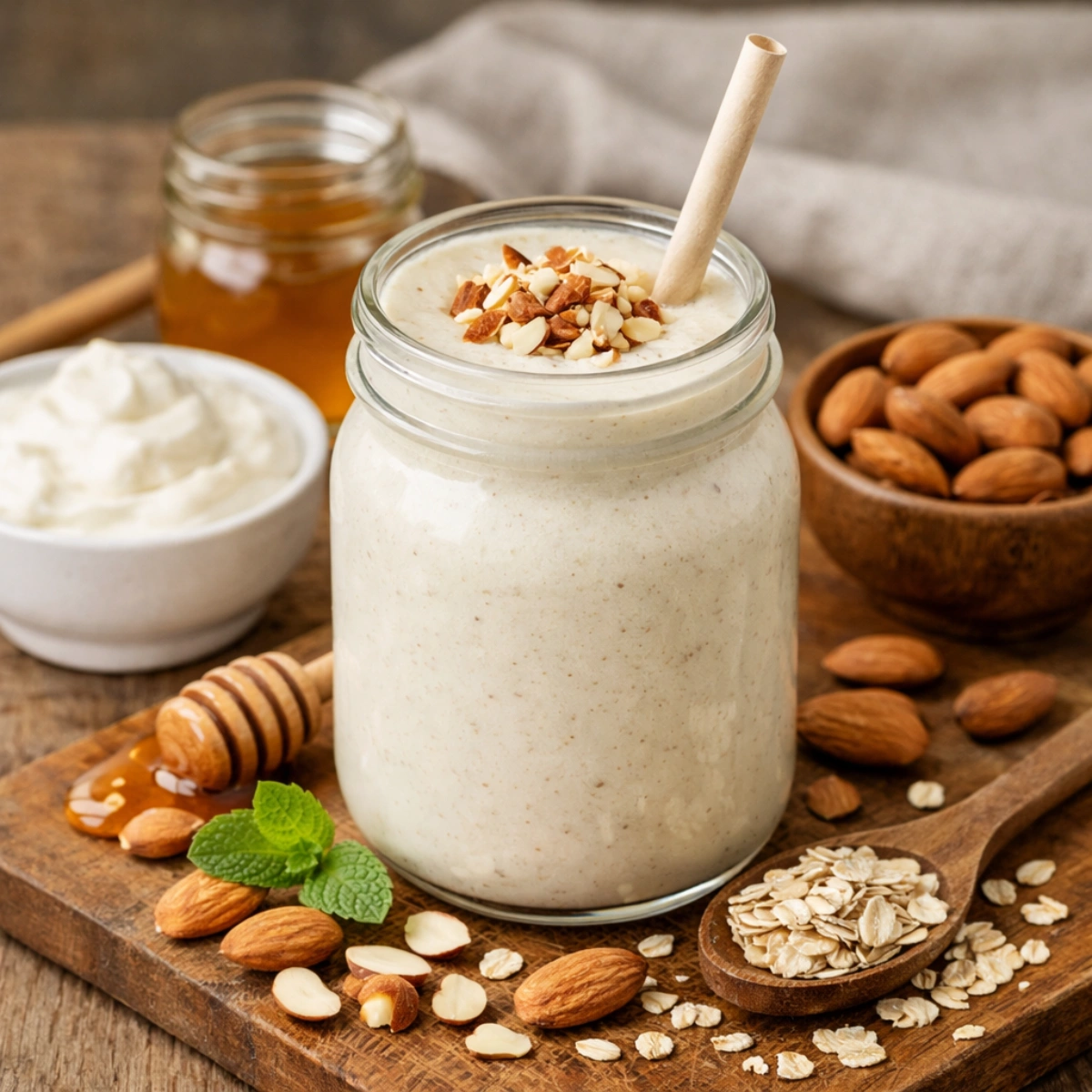 Cooling probiotic curd and almond drink for healthy digestion during Ramzan