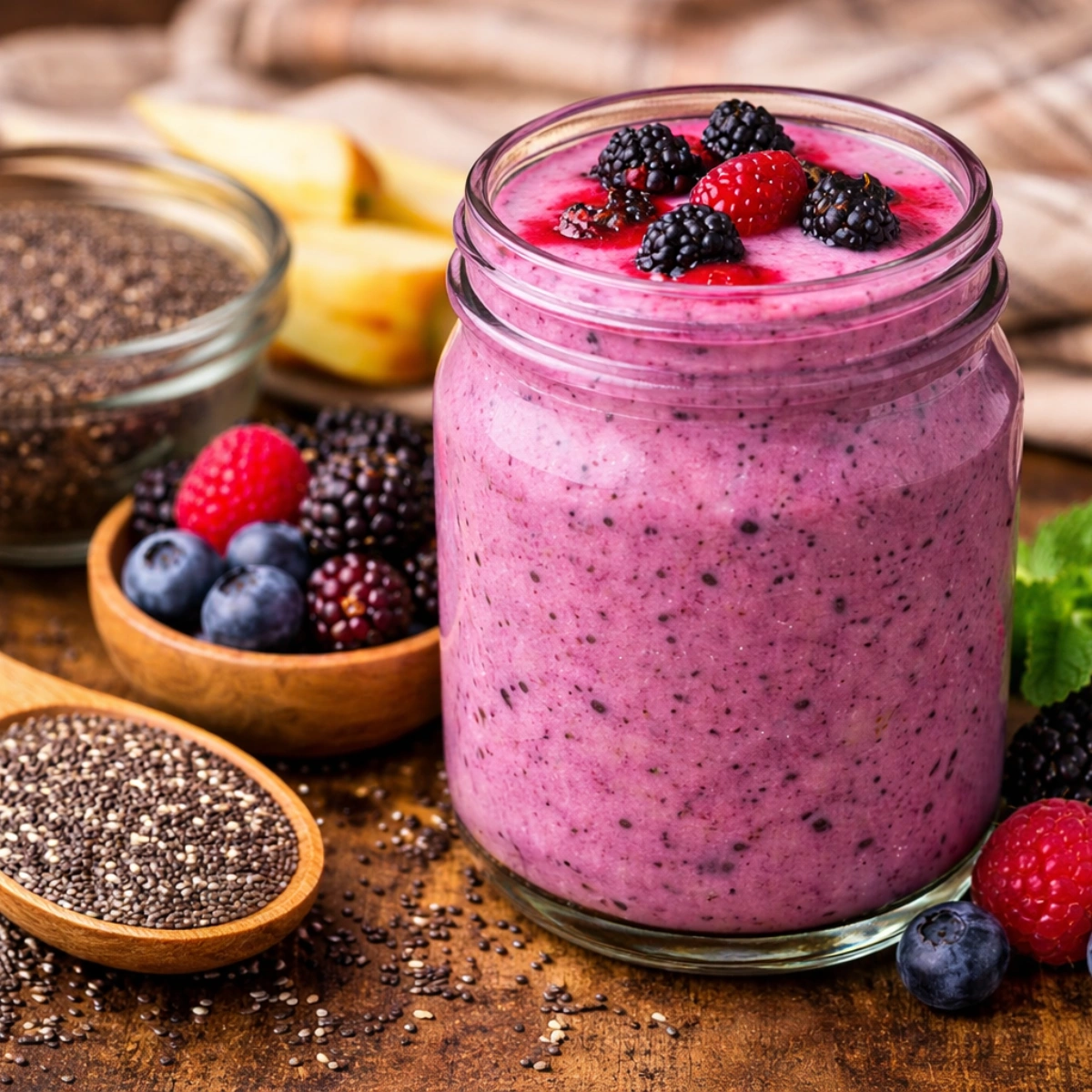 High protein berry smoothie for skin glow and hydration during fasting