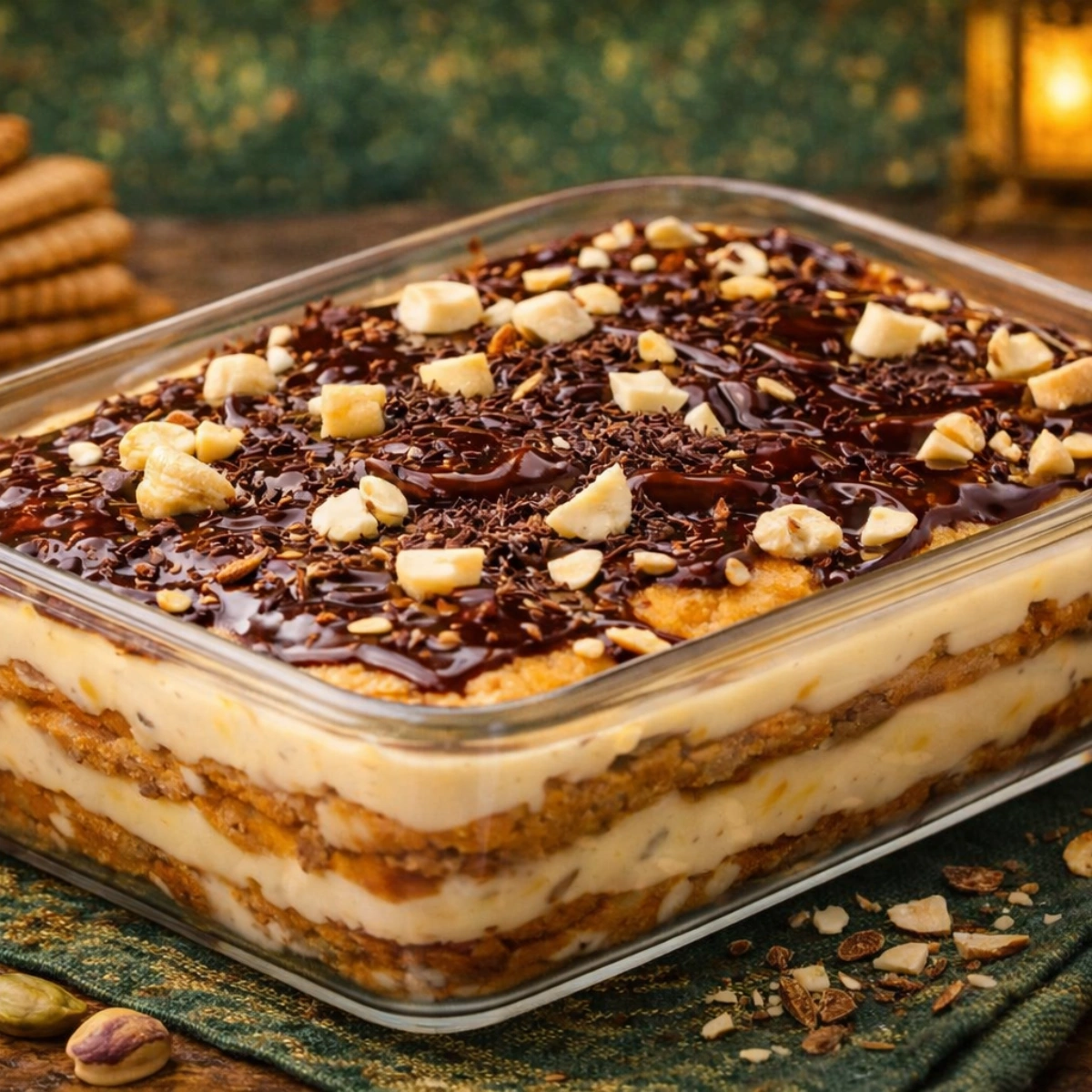 layered-no-bake-biscuit-pudding-with-custard