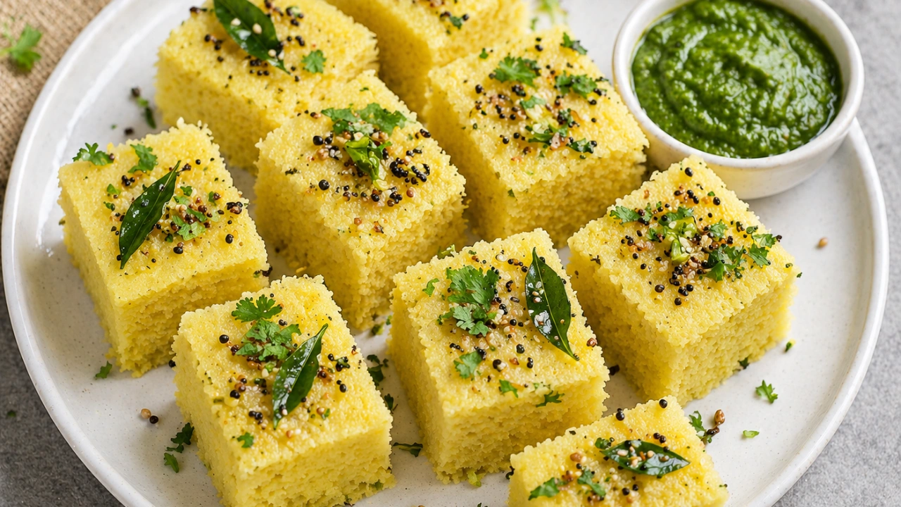 Rava Dhokla (Steamed Semolina Cakes)