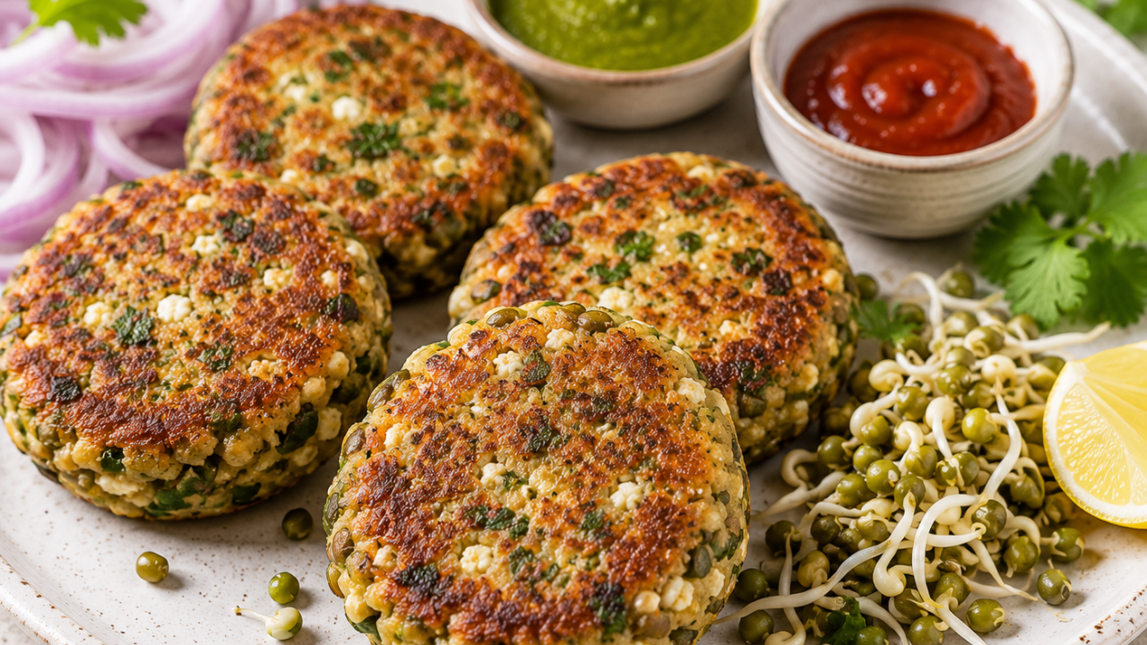 Sprouts & Paneer Tikki Cutlet